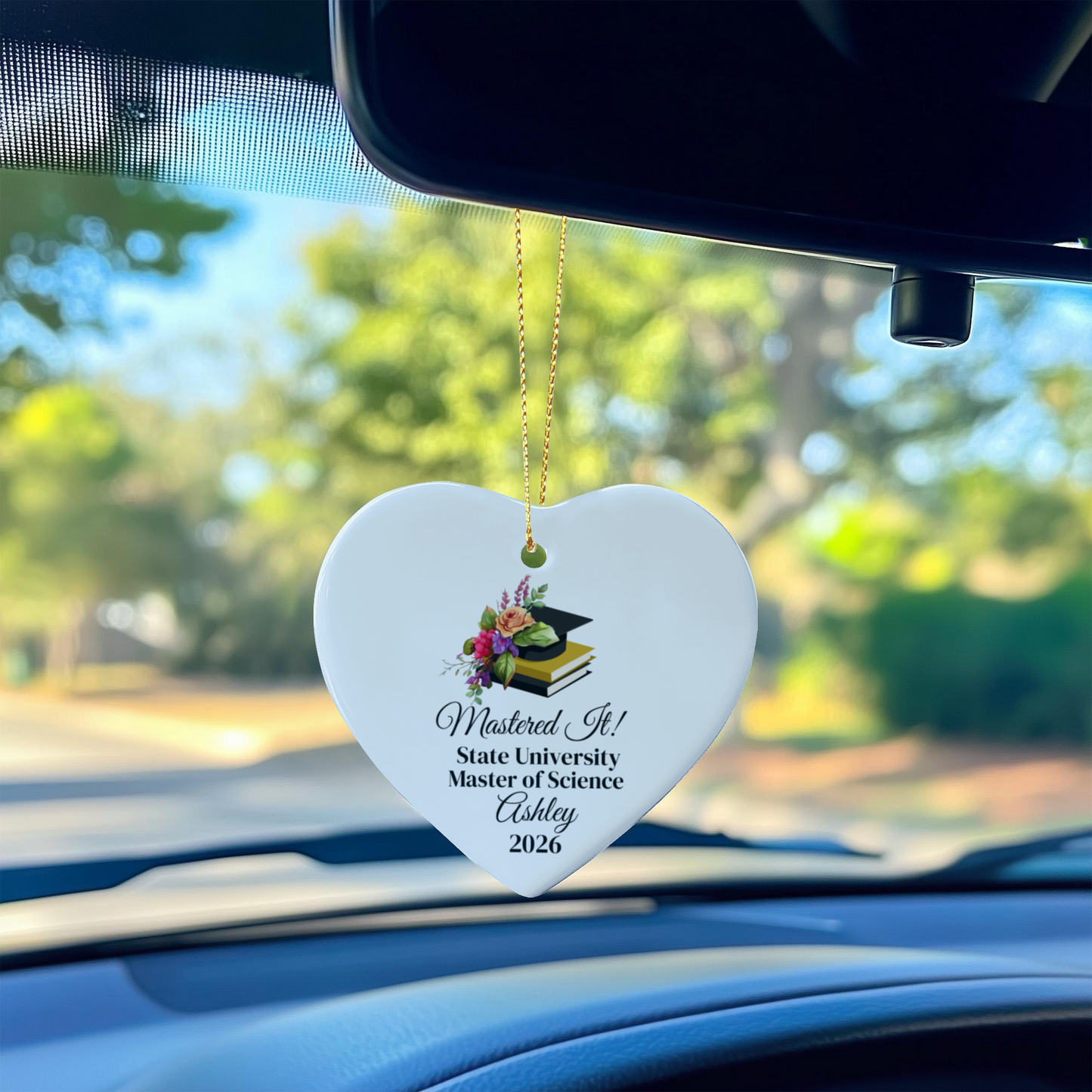 Mastered It College Graduation Ceramic Heart Ornament