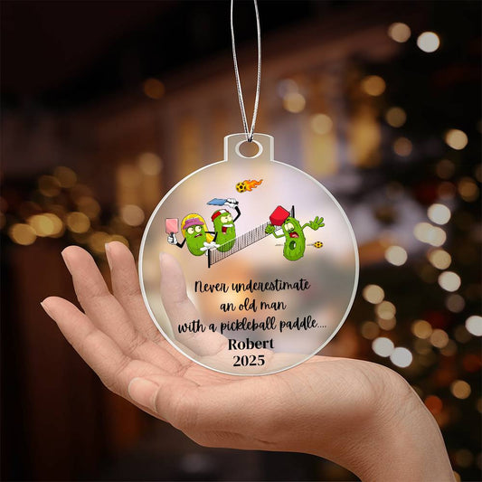 Funny PIckleball Acrylic Christmas Ornament