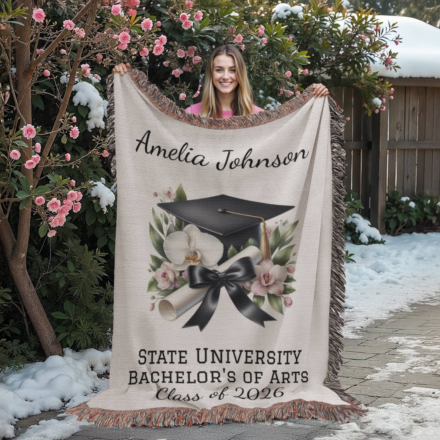 College Graduation Throw Blanket, Class of 2026 Keepsake, Custom Graduate Blanket, Graduation Gift Idea