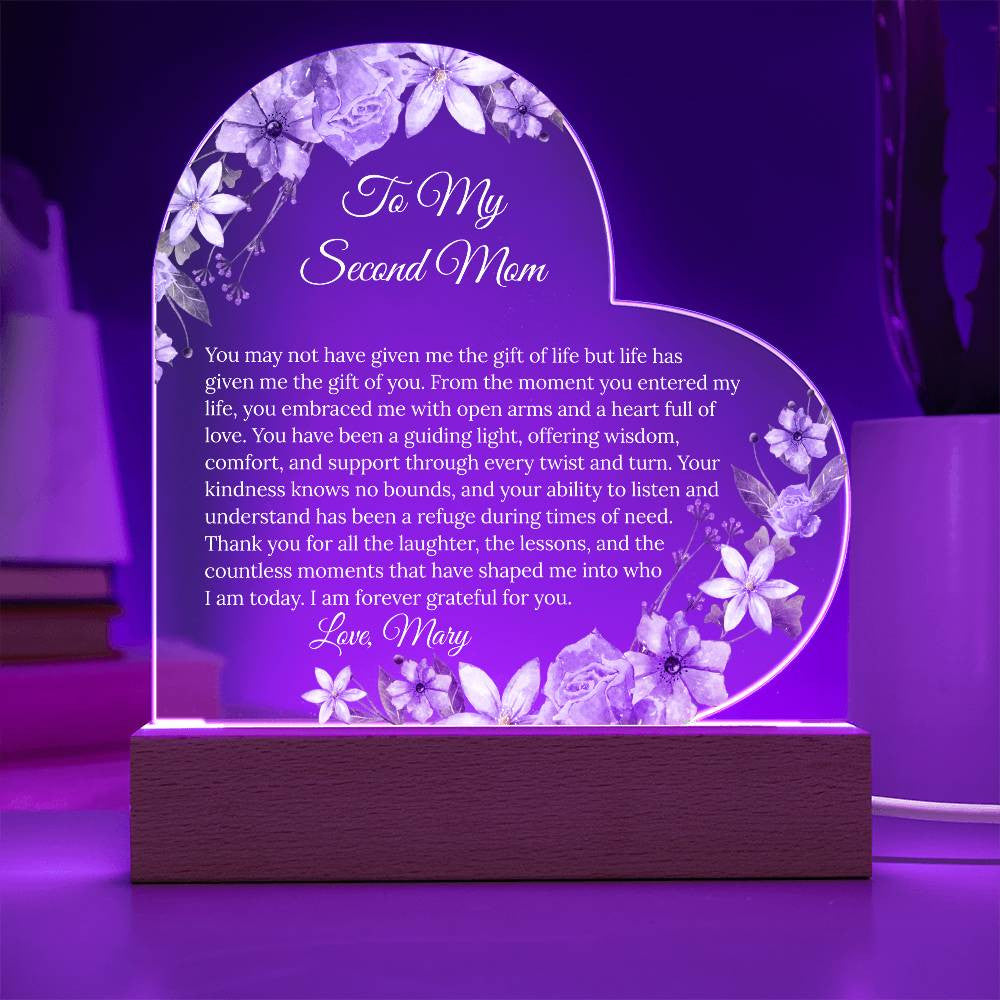 Personalized Second Mom Acrylic Heart Plaque