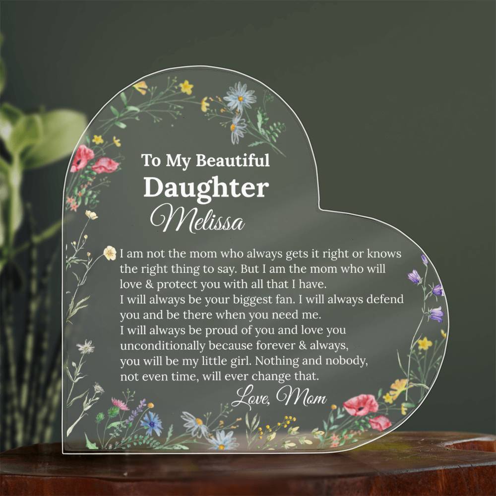 To My Daughter Heart Plaque Gift from mom