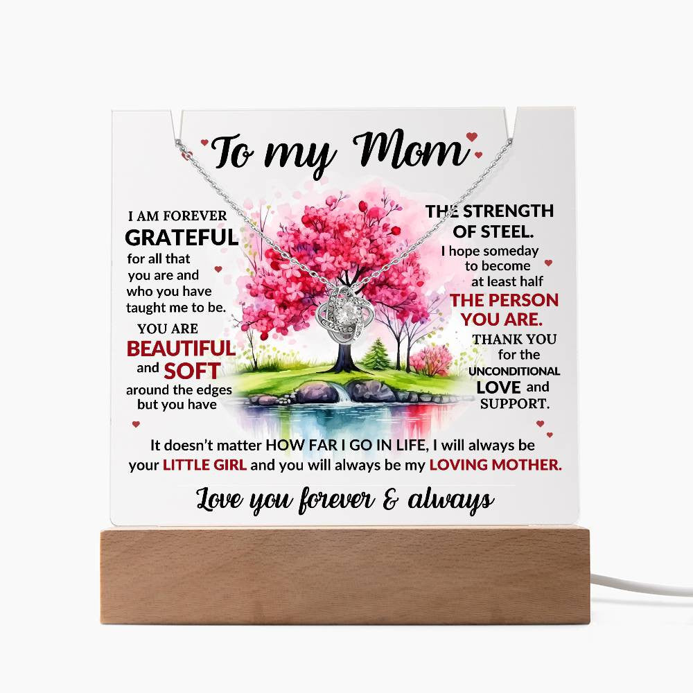 Mom Knot Necklace and Acrylic Gift Set-[Heartfelt Family Gift]