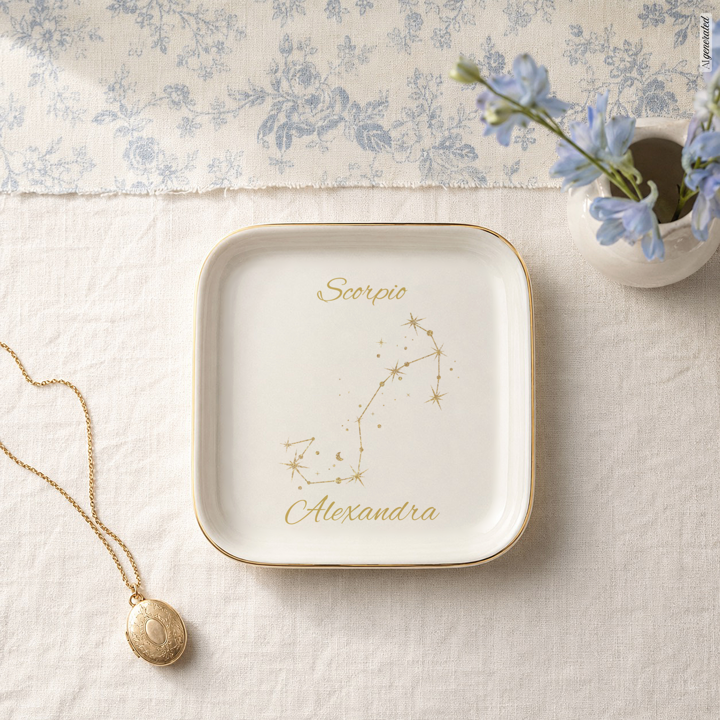 Scorpio Zodiac Jewelry Dish, Gold Constellation Trinket Tray, Astrology Gift for Scorpio, Ceramic Ring Holder, Birthday Gift for Her