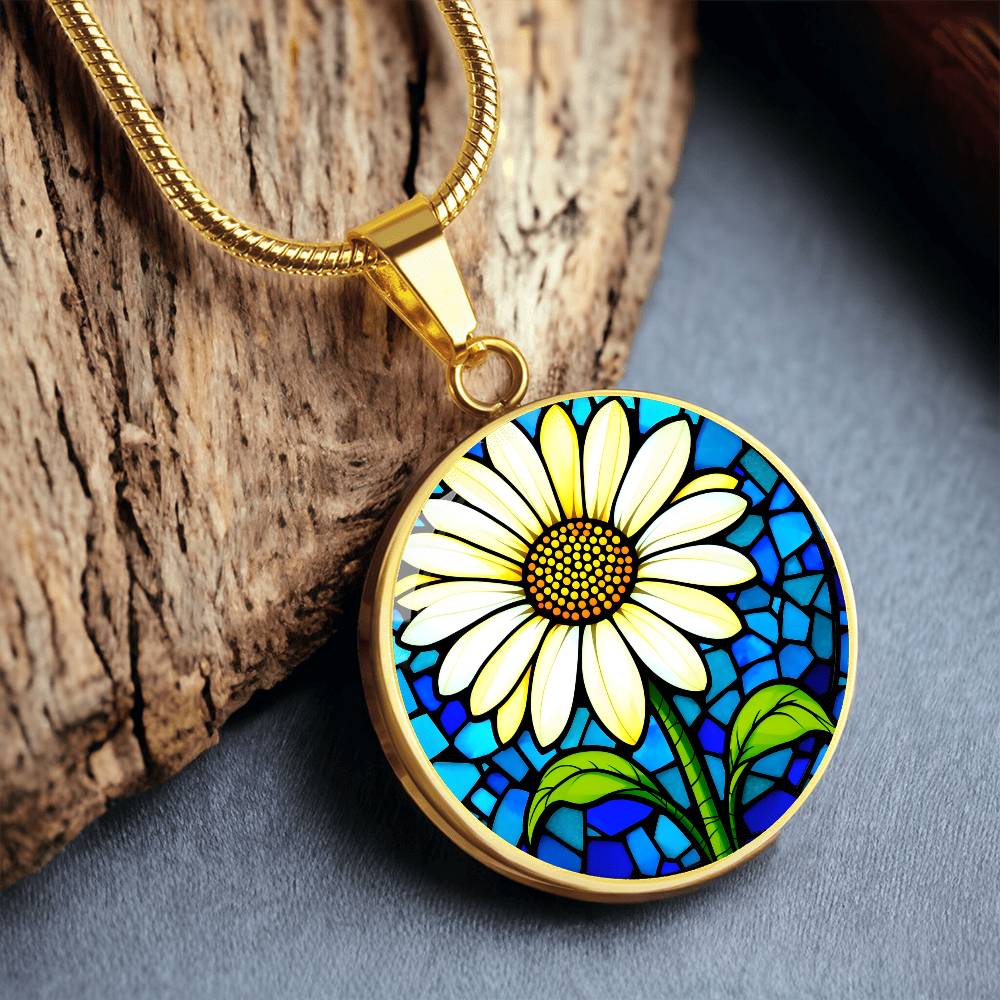 Sunflower Floral Necklace with Engraving
