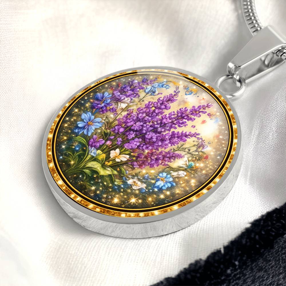 Lavender Flowers Personalized Engraved Necklace Bracelet or Keychain