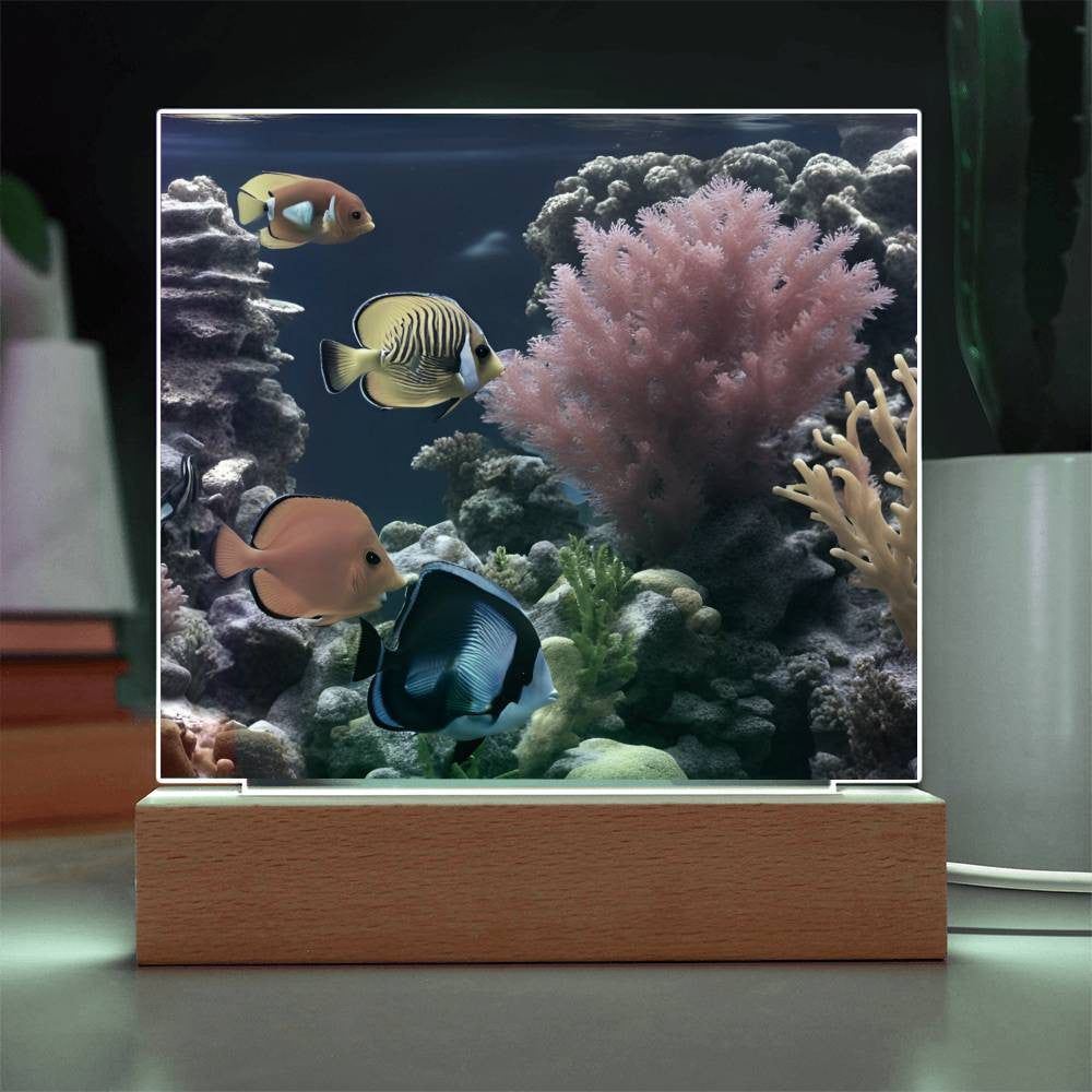 Coral Reef Salt Water Fish Virtual Aquarium Desk Decor Plaque-[Heartfelt Family Gift]