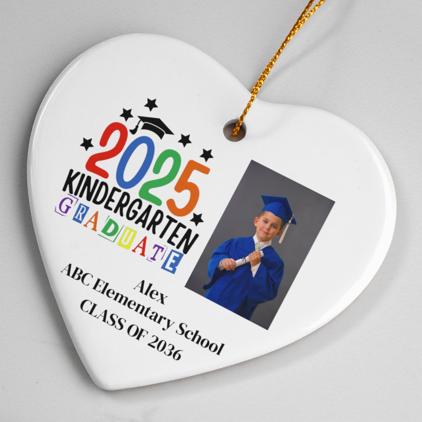 Kindergarten Graduation Ceramic Heart Ornament