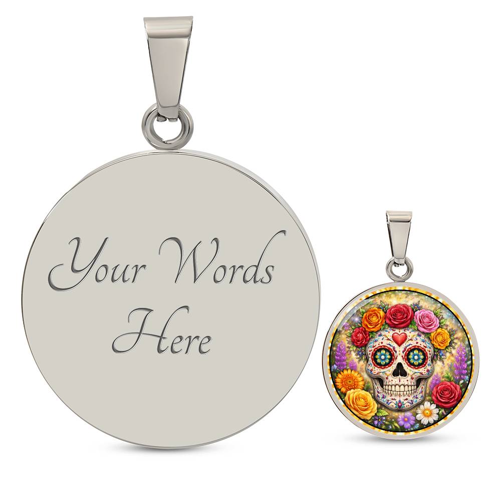 Sugar Skull Personalized Engraved Necklace Bracelet or Keychain