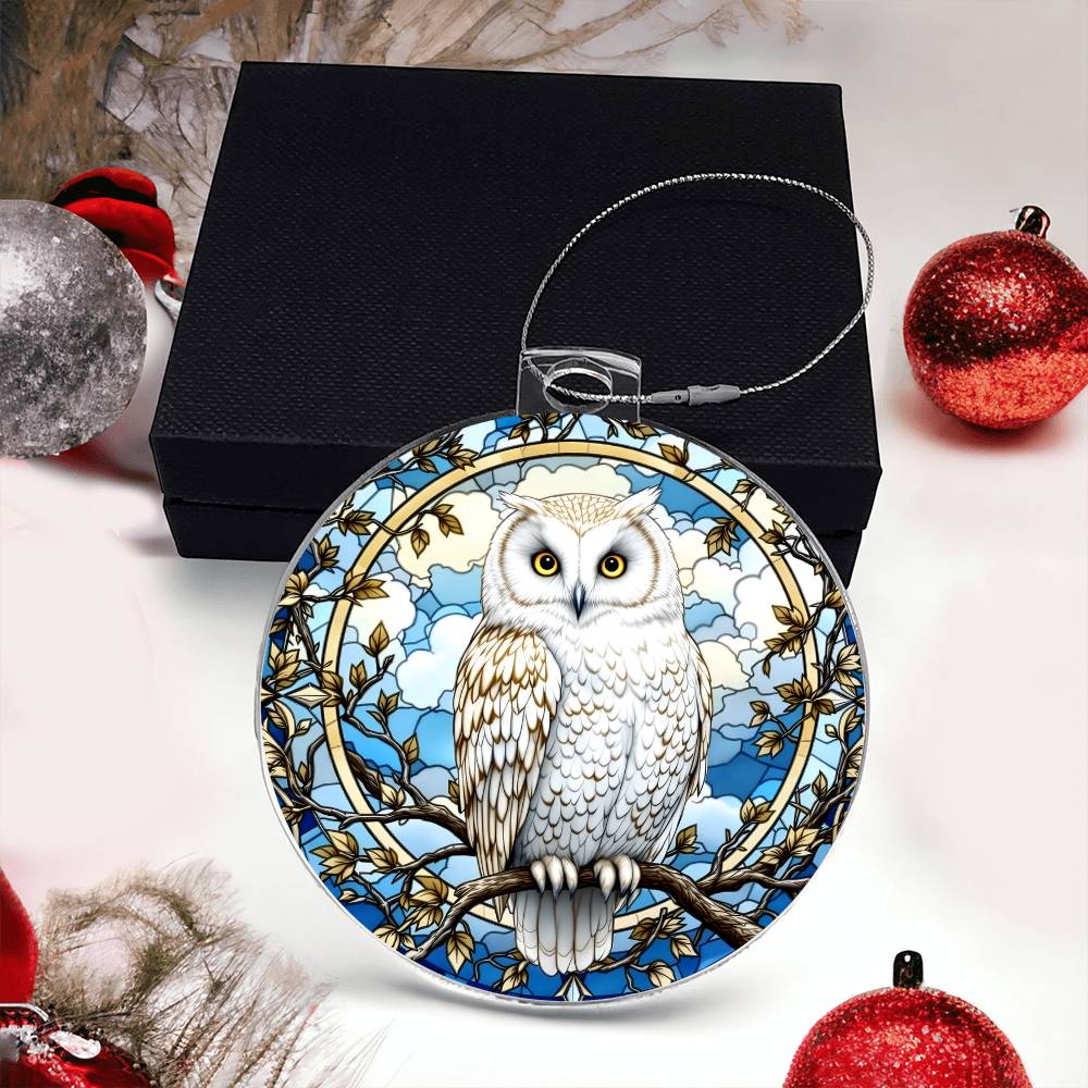 Snowy Owl Acrylic Christmas Ornament