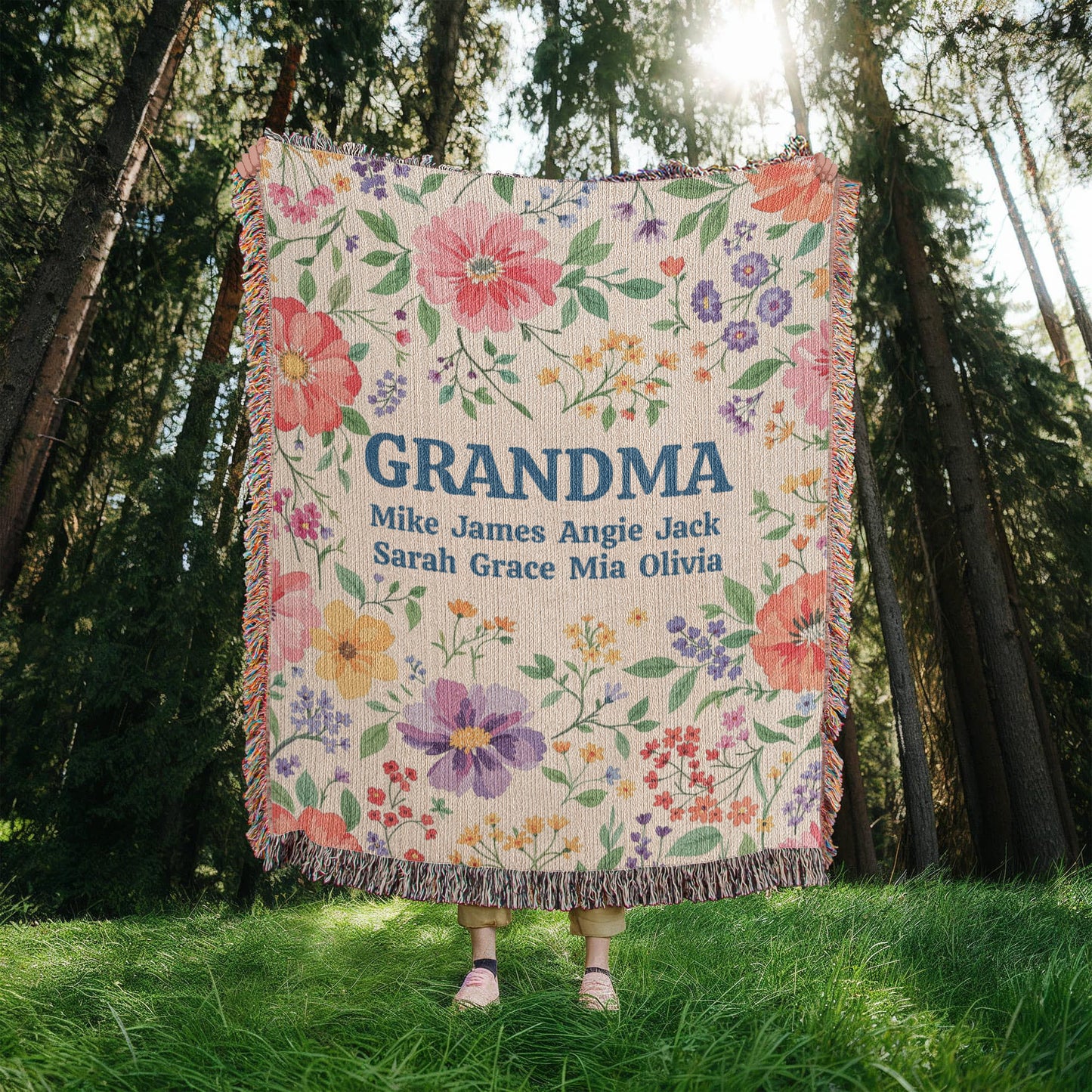 Personalized Grandma Floral Blanket-[Heartfelt Family Gift]