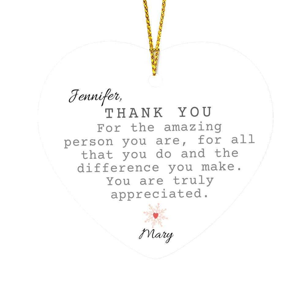 Thank You Heart Christmas Ornament