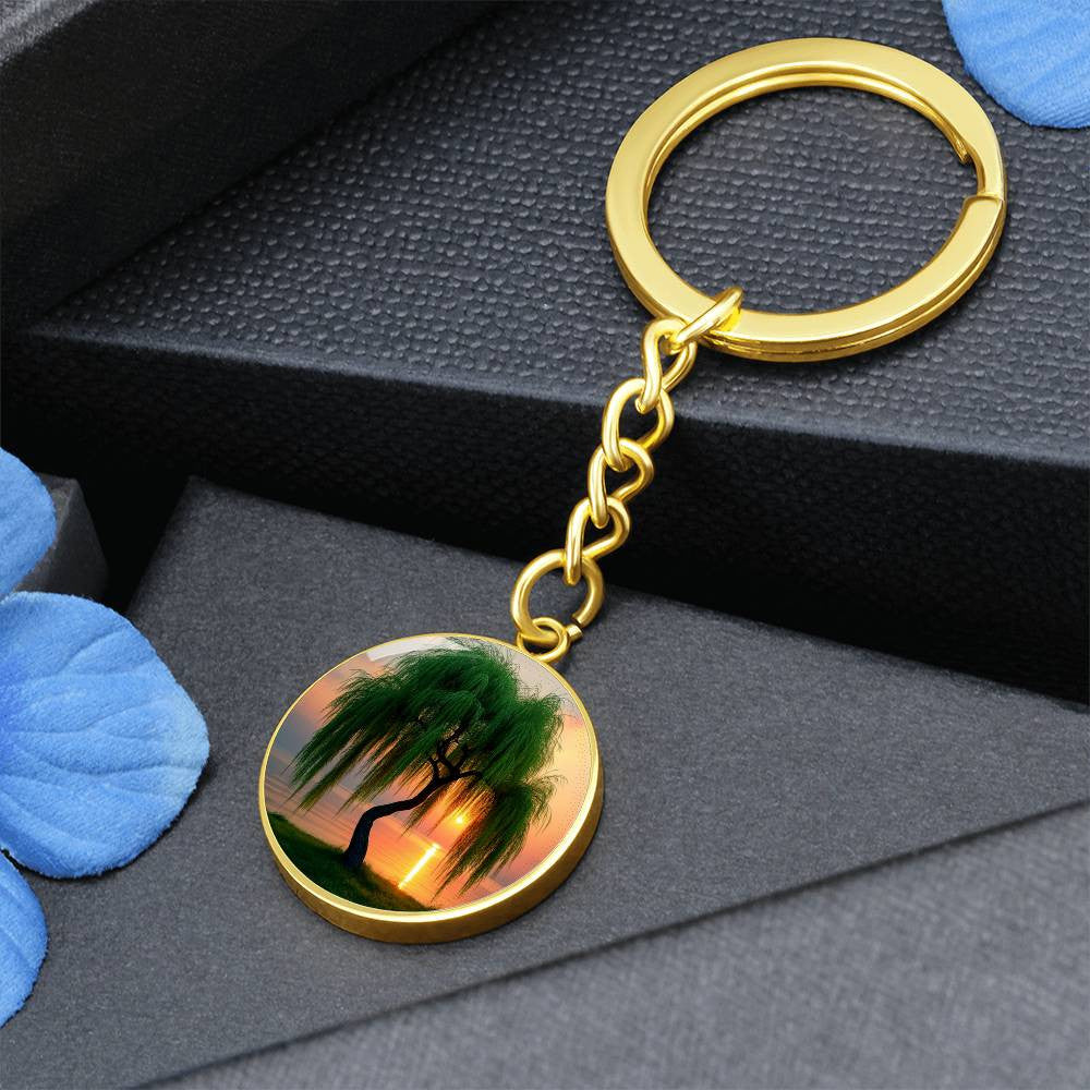 Weeping Willow Engraved Keychain-[Heartfelt Family Gift]