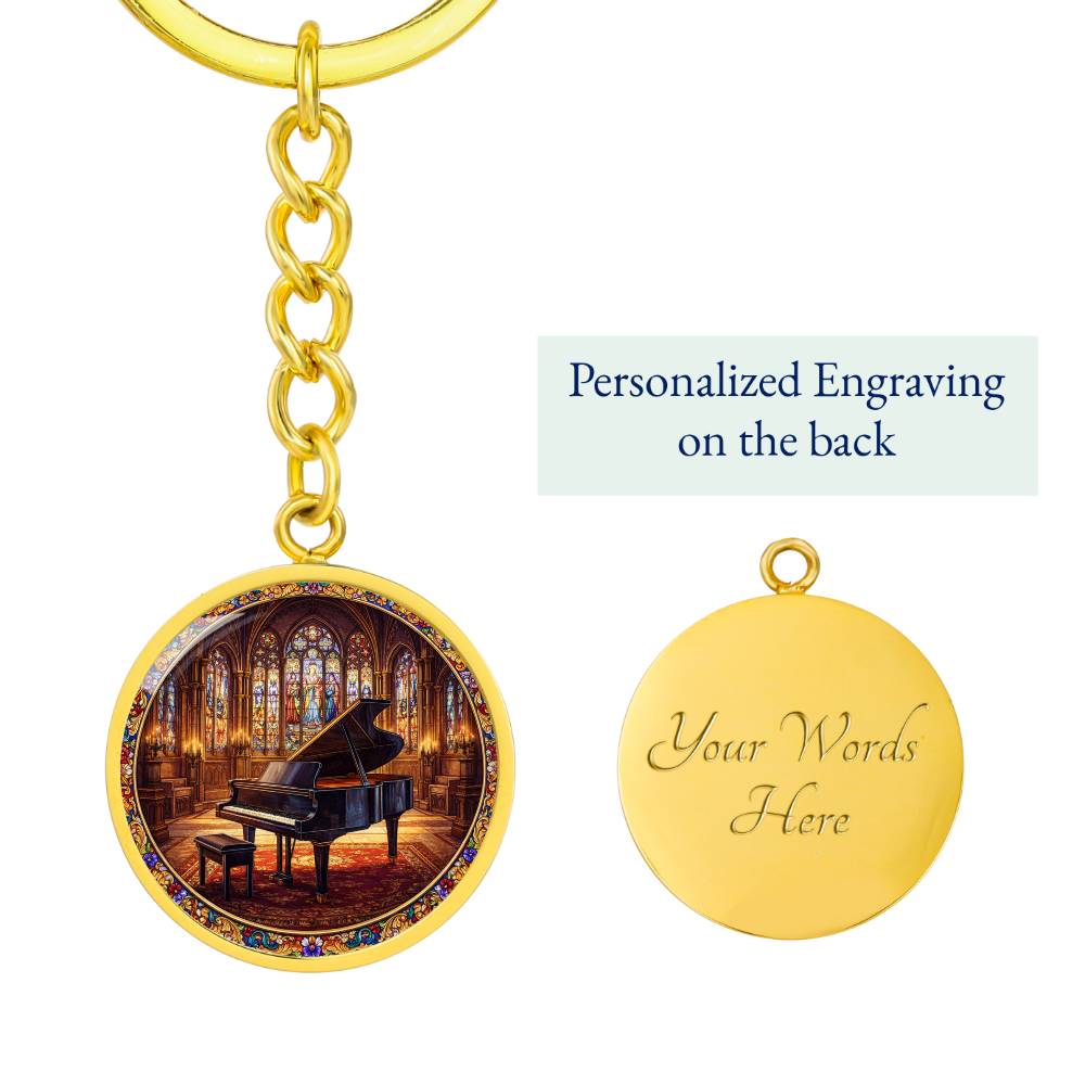Grand Piano Necklace Pendant, Stained Glass Inspired Jewelry, Music Lover Gift, Elegant Piano Keychain, Unique Bracelet Charm, Gift for Pianists