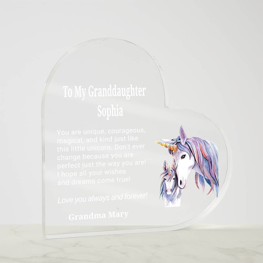 Granddaughter Unicorn Heart Plaque Gift-[Heartfelt Family Gift]