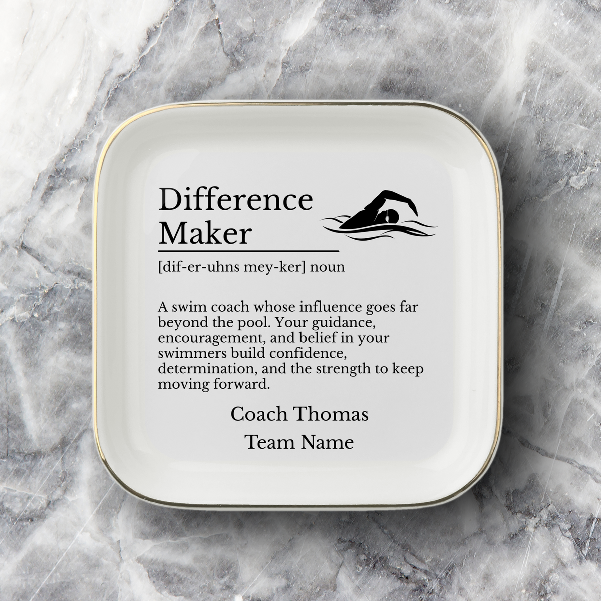Swim Coach Jewelry Dish Trinket Tray