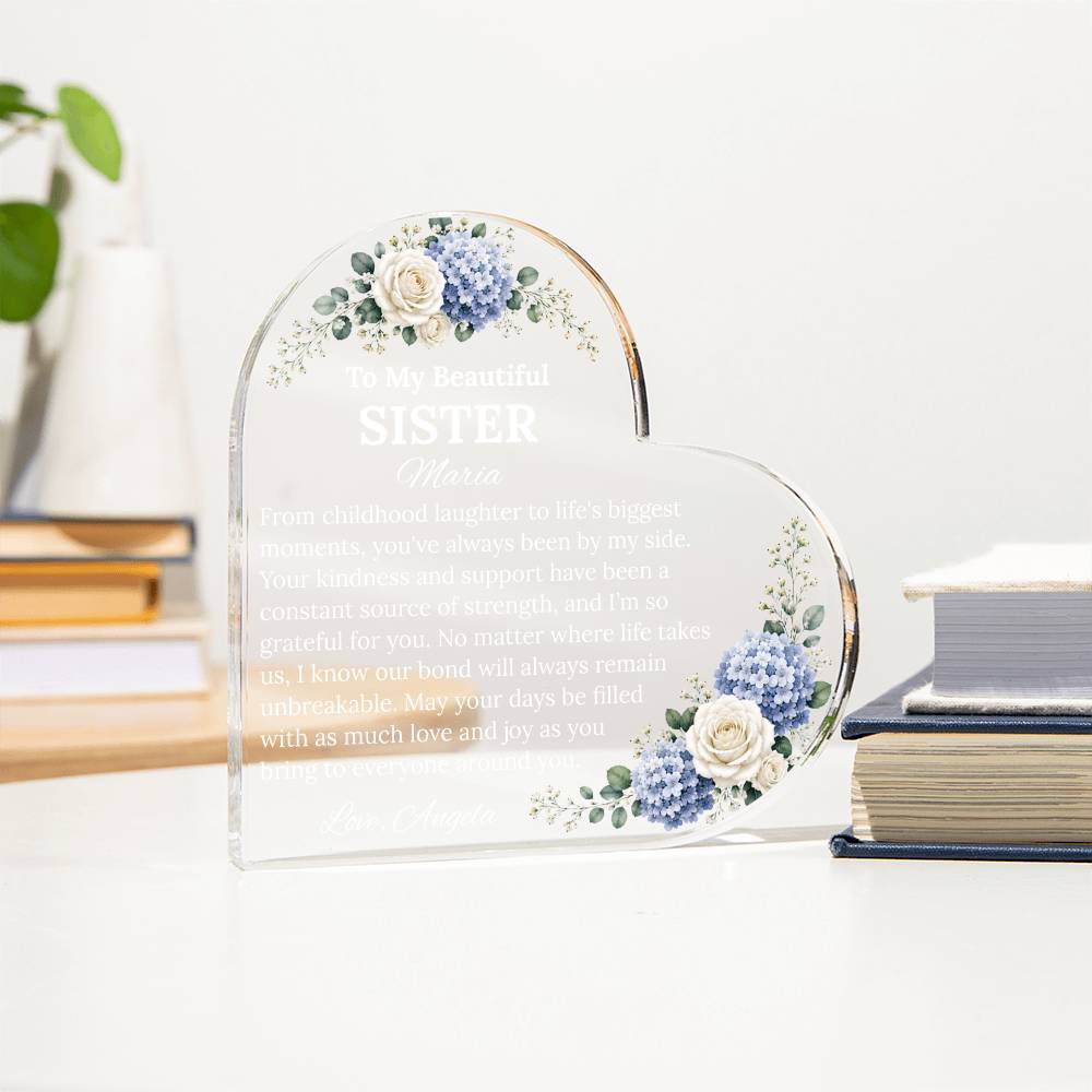 Sister Heart Acrylic Plaque Gift