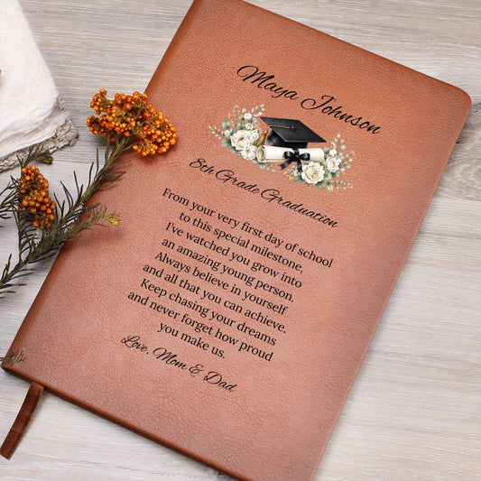 8th Grade Graduation Journal, Personalized Graduation Gift, Leather Keepsake Journal, Inspirational Message for Students, Gift for Kids