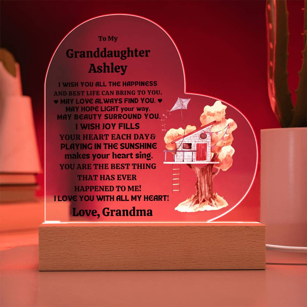 Granddaughter  Personalized LED  Heart Plaque-[Heartfelt Family Gift]