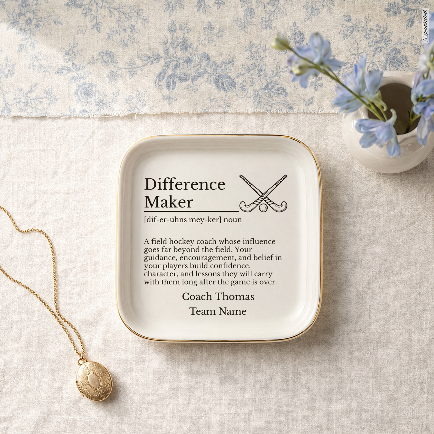 Field Hockey Coach Jewelry Dish Trinket Tray