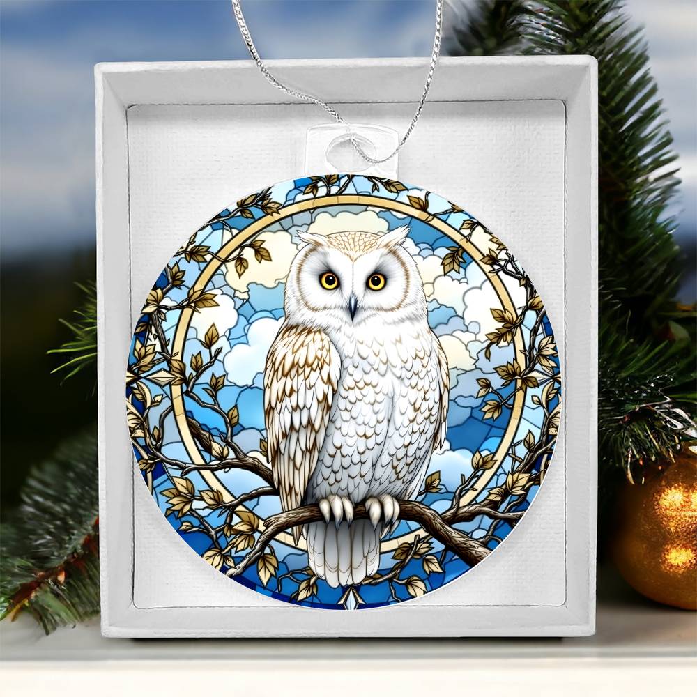 Snowy Owl Acrylic Christmas Ornament