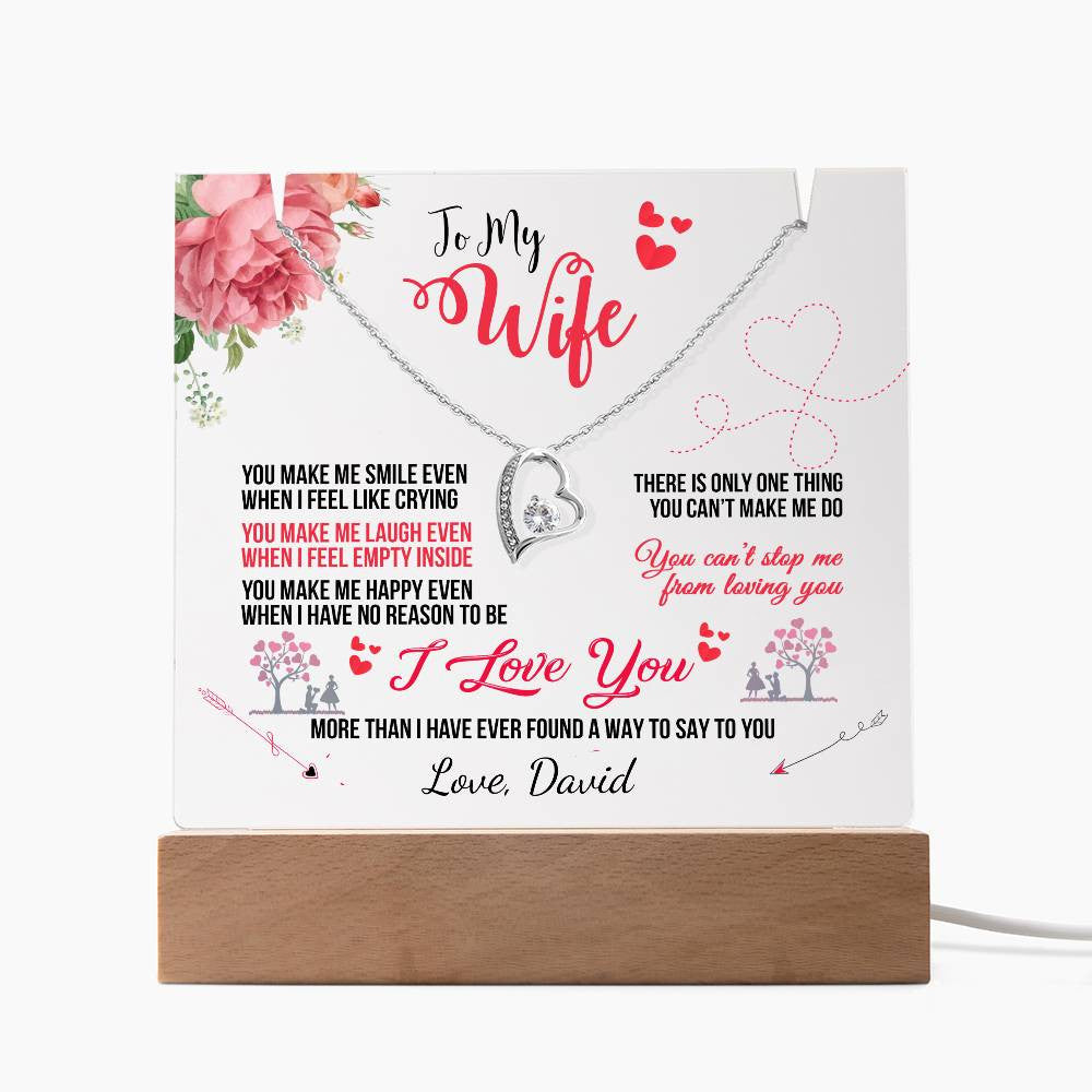 Wife Keepsake LED Acrylic Heart Necklace & Plaque-[Heartfelt Family Gift]