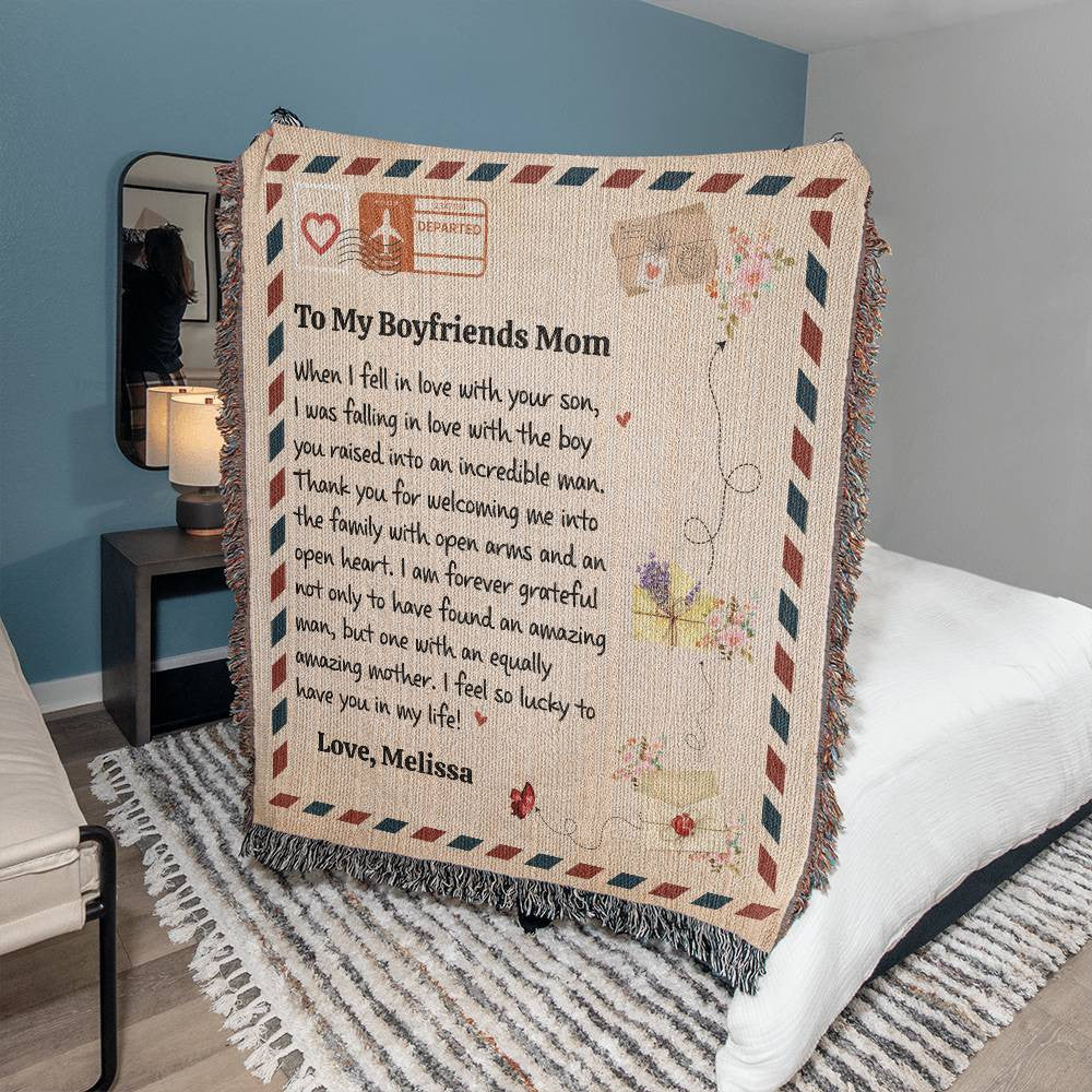 Boyfriends Mom Blanket Woven Cotton Couch Throw-[Heartfelt Family Gift]