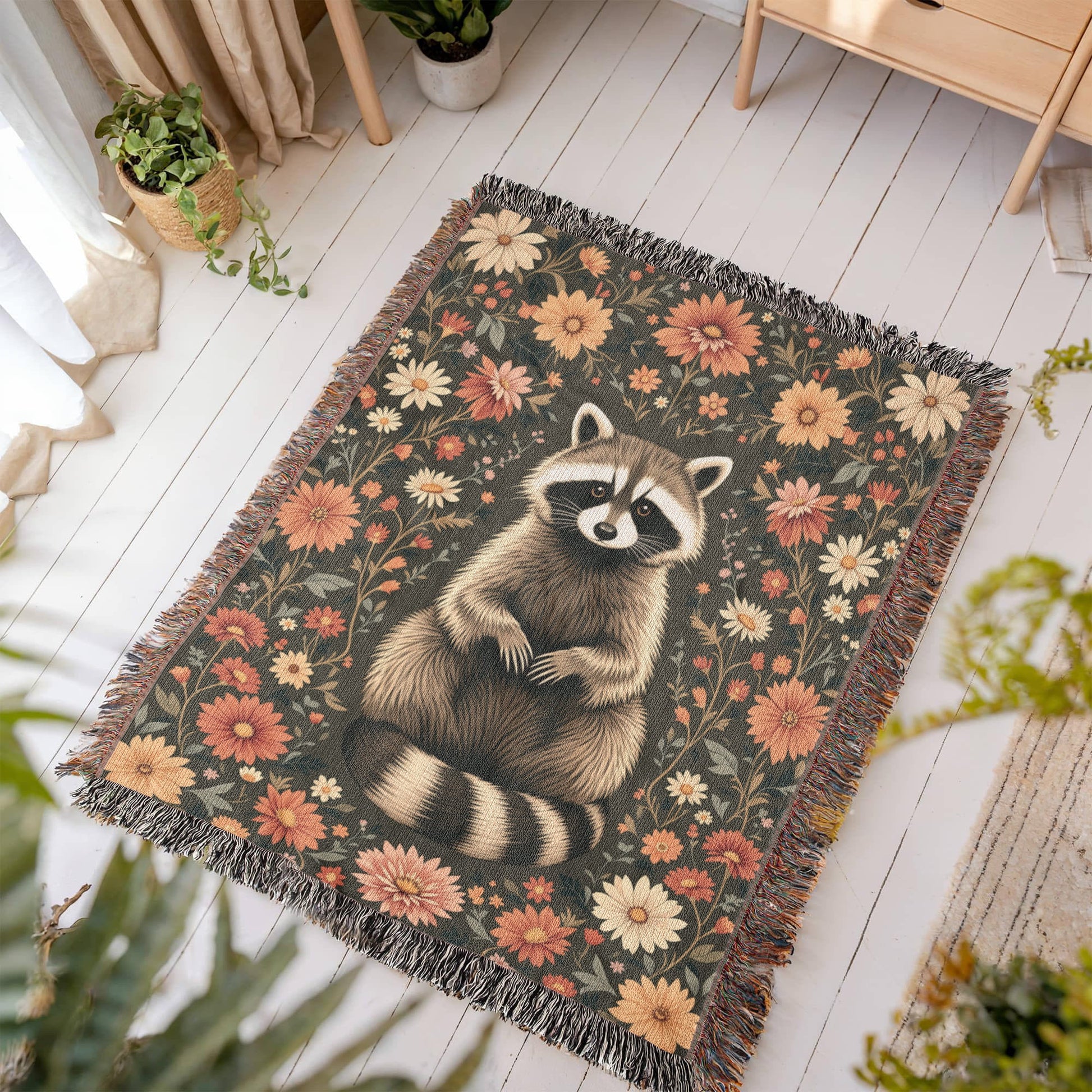 Raccoon Woven Cotton Blanket-[Heartfelt Family Gift]