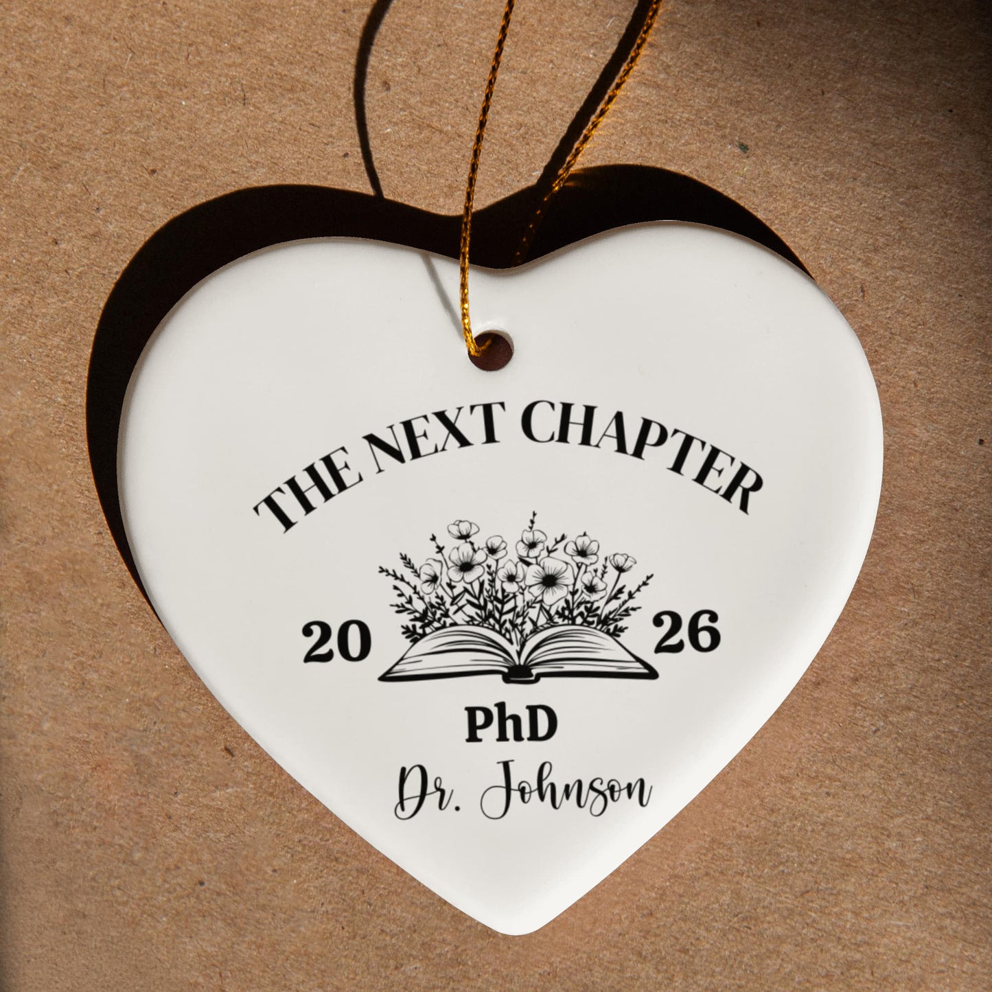 Personalized Next Chapter Ceramic Heart Ornament