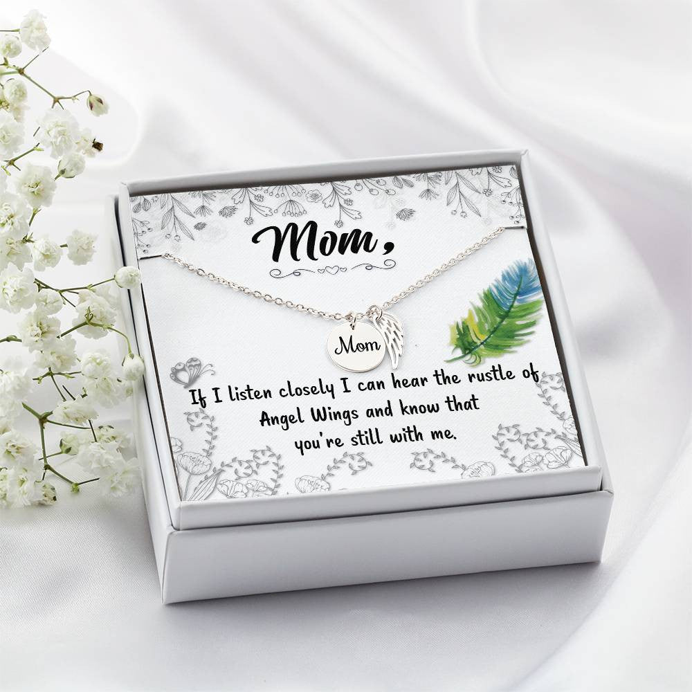 Mom Memorial Necklace Angel Wings-[Heartfelt Family Gift]