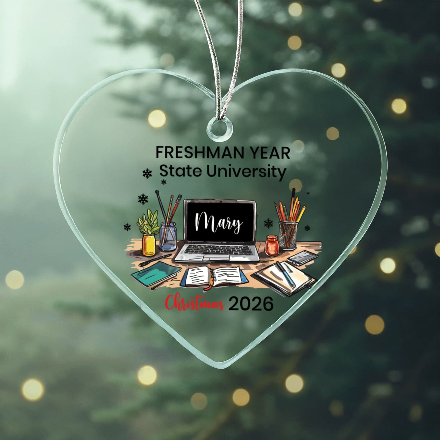 Freshman Year of College Acrylic Heart Ornament