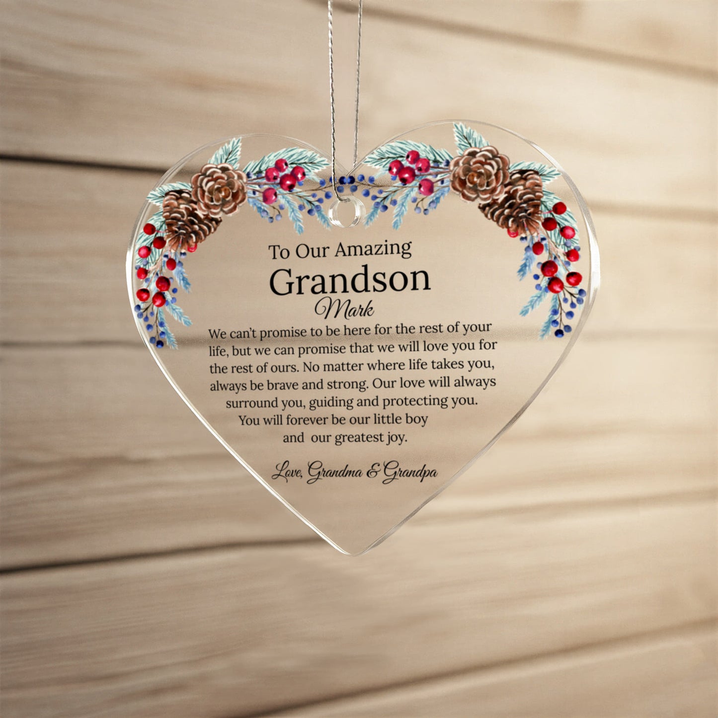Grandson Acrylic Heart Ornament