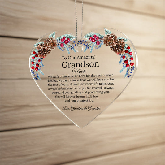 Grandson Acrylic Heart Ornament