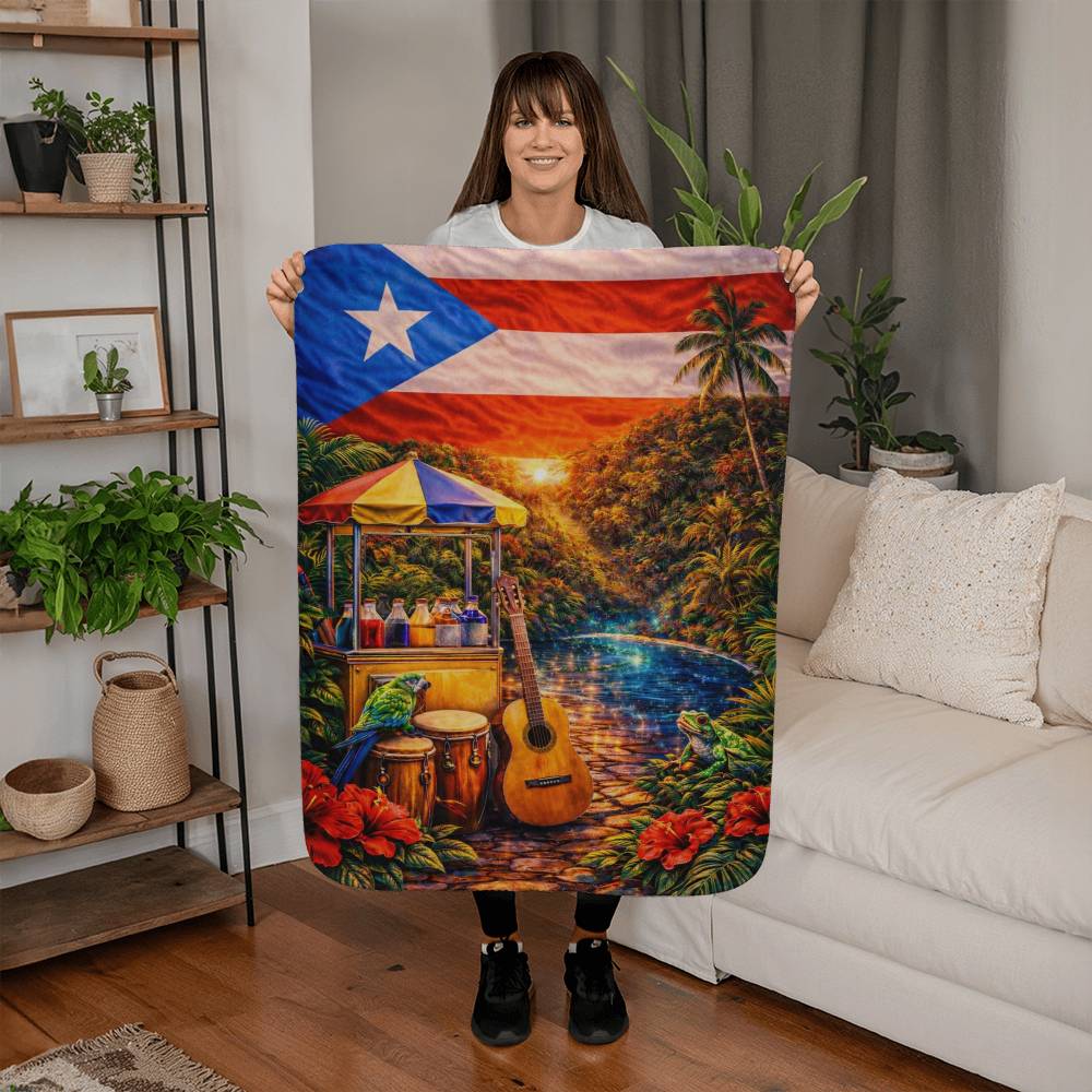 Puerto Rico Flag Blanket, Island Vibe Throw, Tropical Decor Gift, Vibrant Puerto Rican Keepsake, Gorgeous Vacation Memory