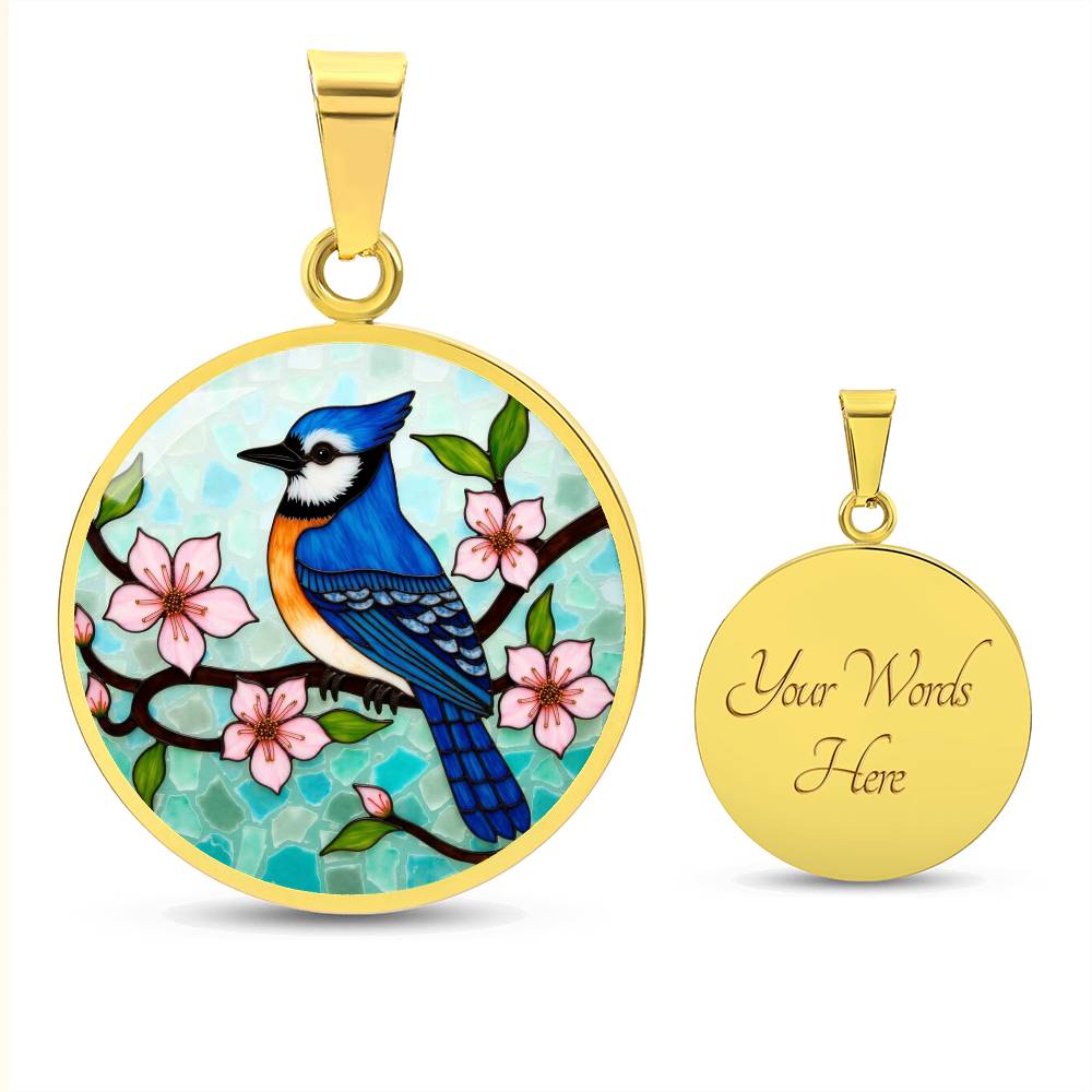 Bluebird Floral Necklace with Engraving