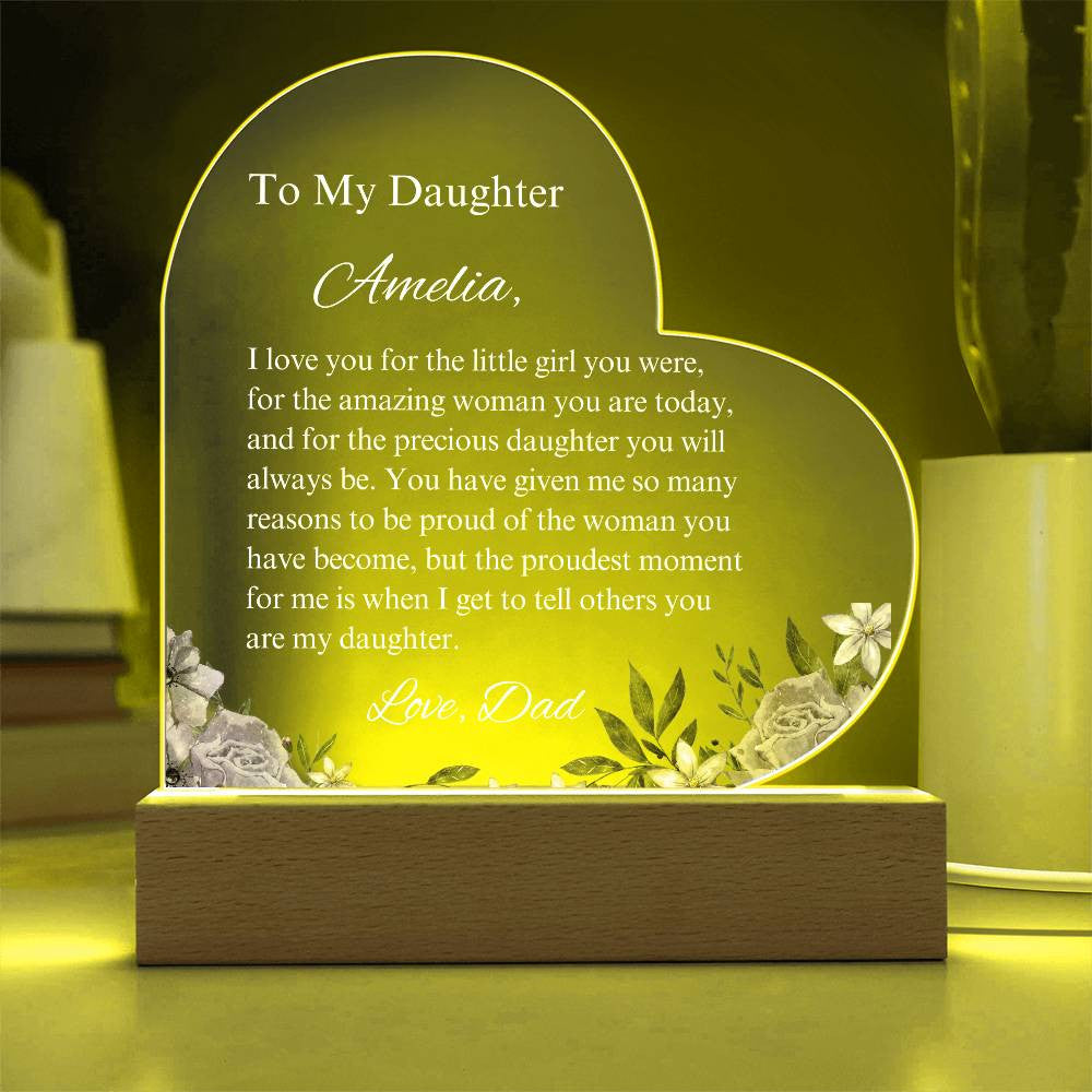 To My Daughter Acrylic Heart Plaque-[Heartfelt Family Gift]