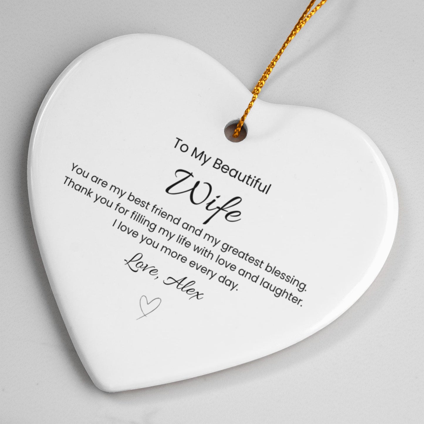 Ceramic Heart Ornament Gift for Wife