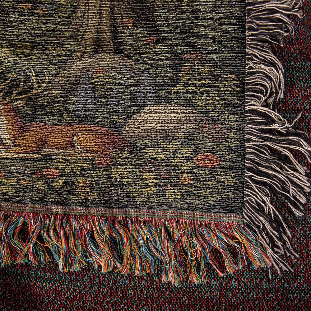 Forest Deer Woven Cotton Blanket Throw-[Heartfelt Family Gift]