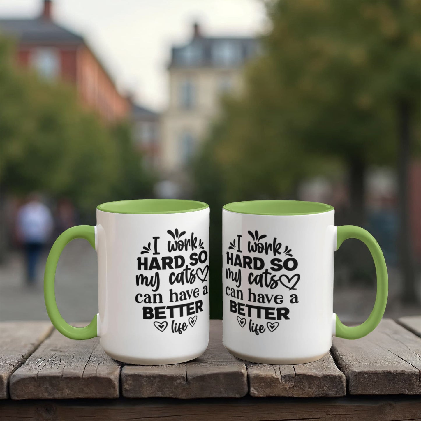 Cat Lover Color Accent Coffee Mug for Office Coworker  - 7 Colors