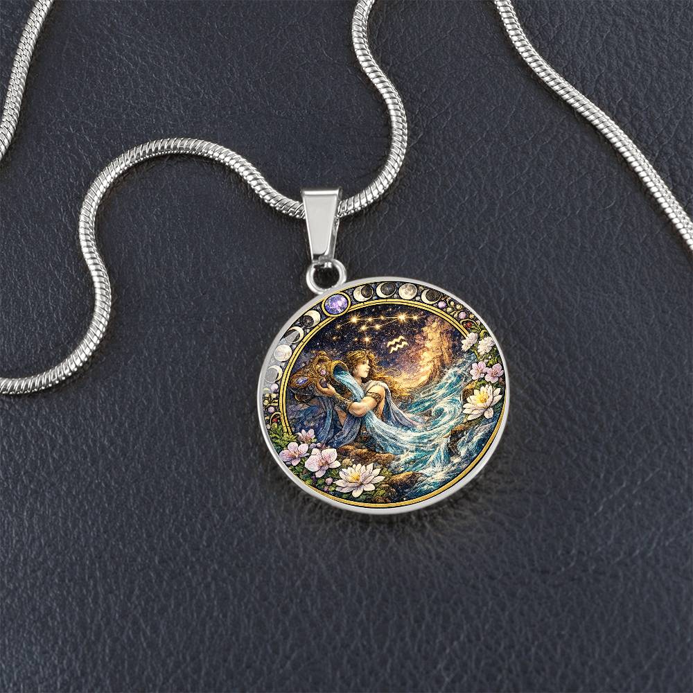 Aquarius Zodiac Sign Necklace, Personalized Zodiac Jewelry Gift, Custom Engraved Pendant, Astrology Sign Necklace, Unique Horoscope Gift
