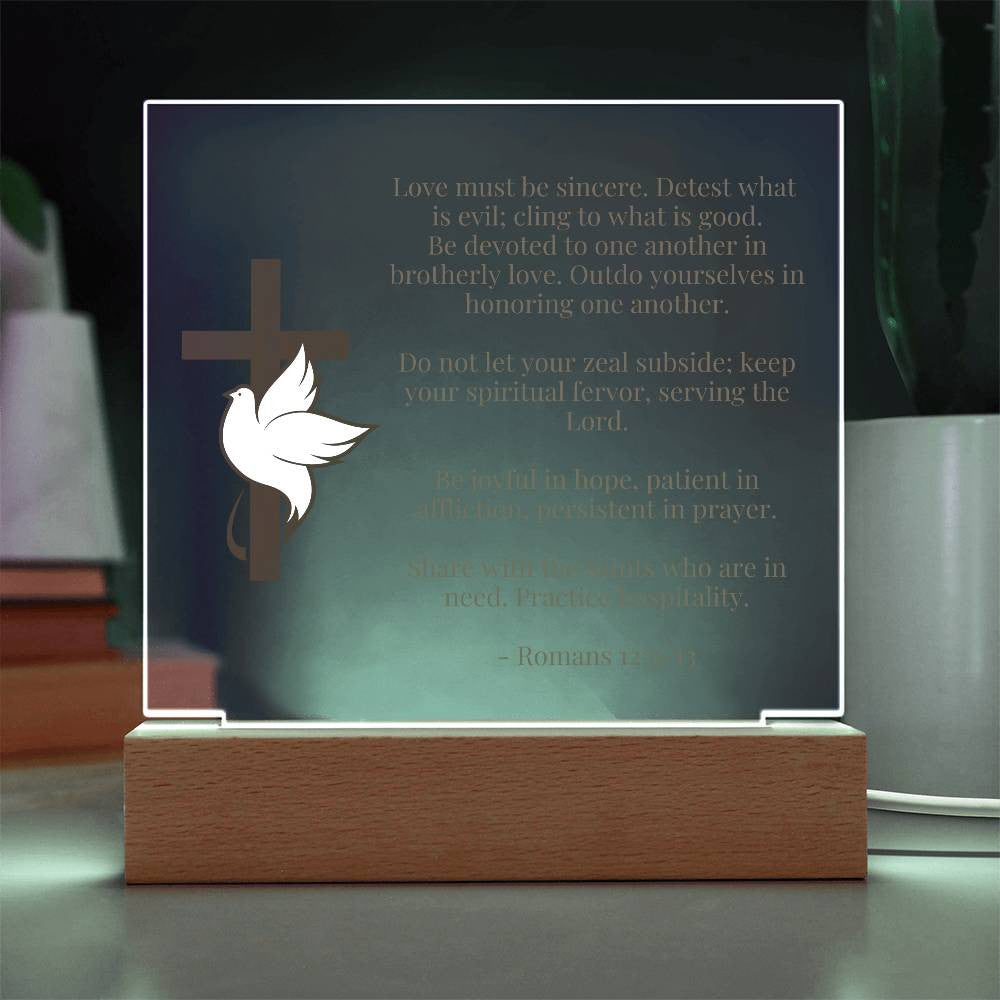 Christian Bible Verse Romans 12:9 Acrylic Plaque-[Heartfelt Family Gift]