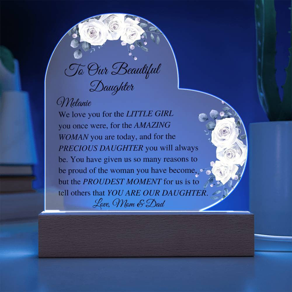 Daughter Acrylic Heart Plaque from Mom & Dad