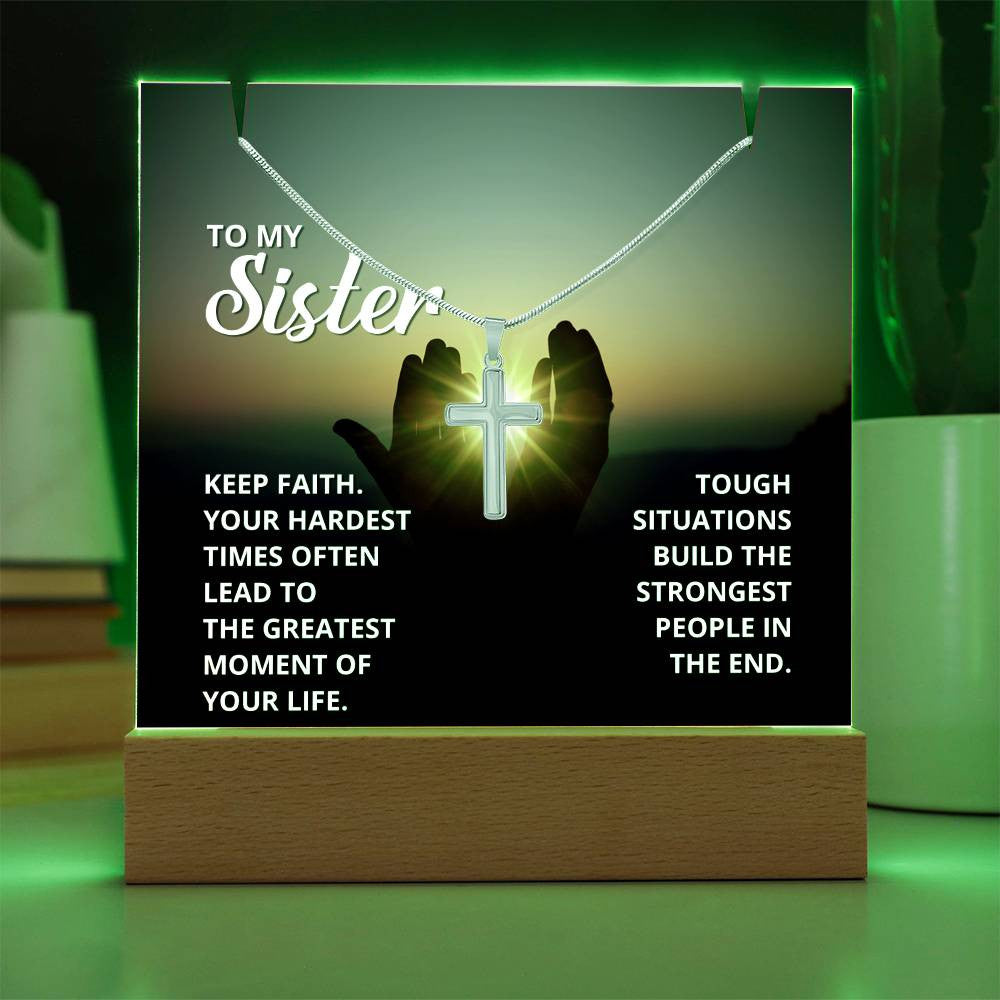 Faith in Hard Times Religious Plaque & Cross Gift Set-[Heartfelt Family Gift]