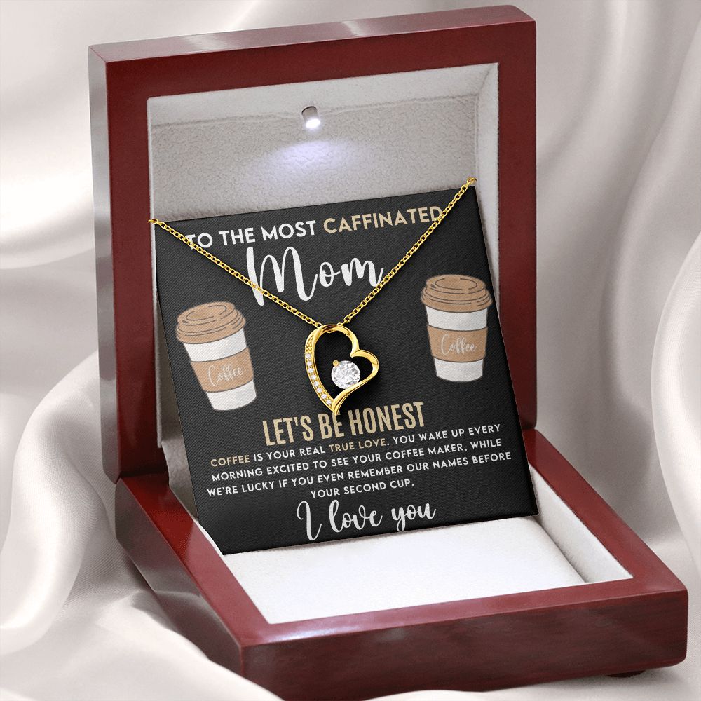 Caffeinated Mom -Forever Love Heart Necklace-[Heartfelt Family Gift]