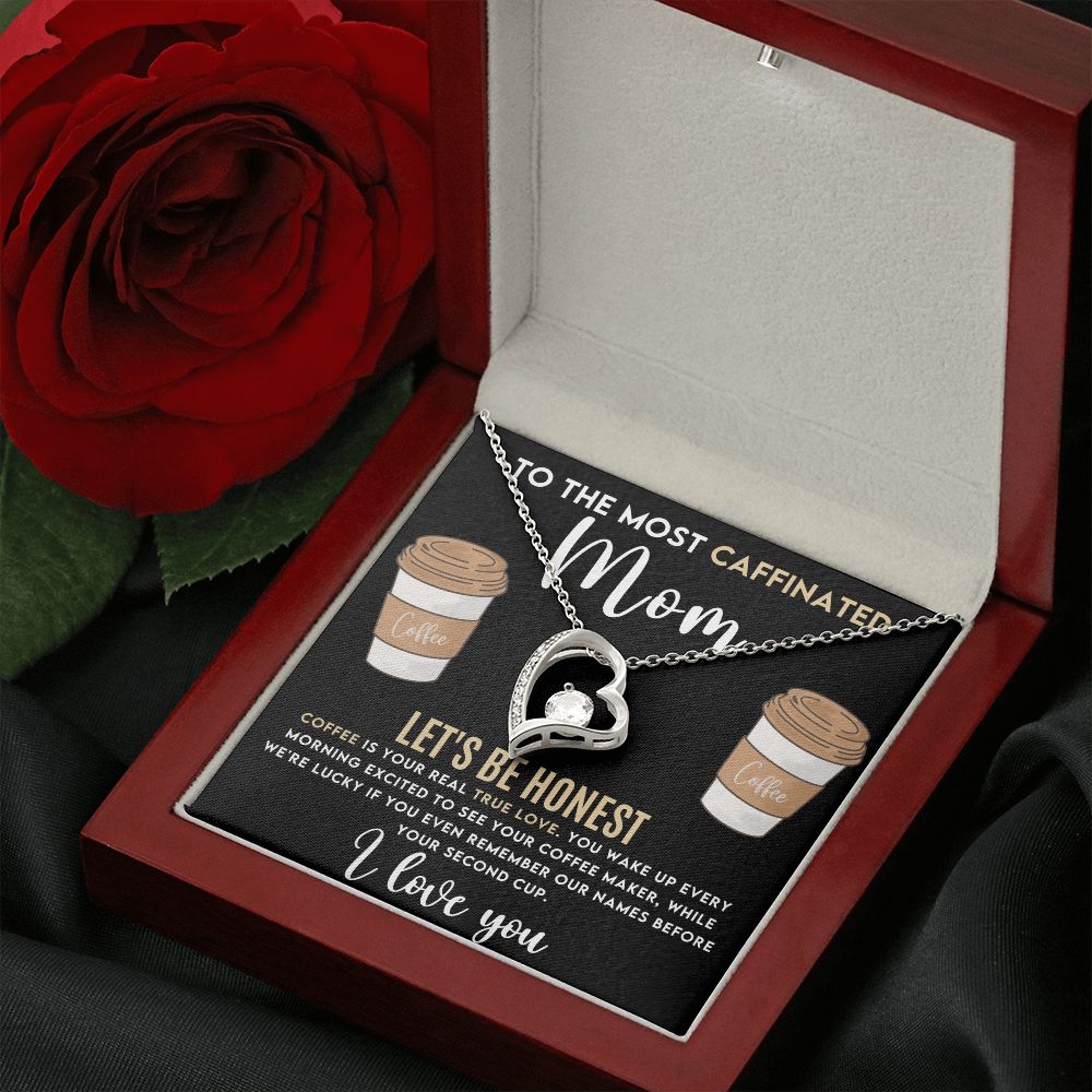 Caffeinated Mom -Forever Love Heart Necklace-[Heartfelt Family Gift]