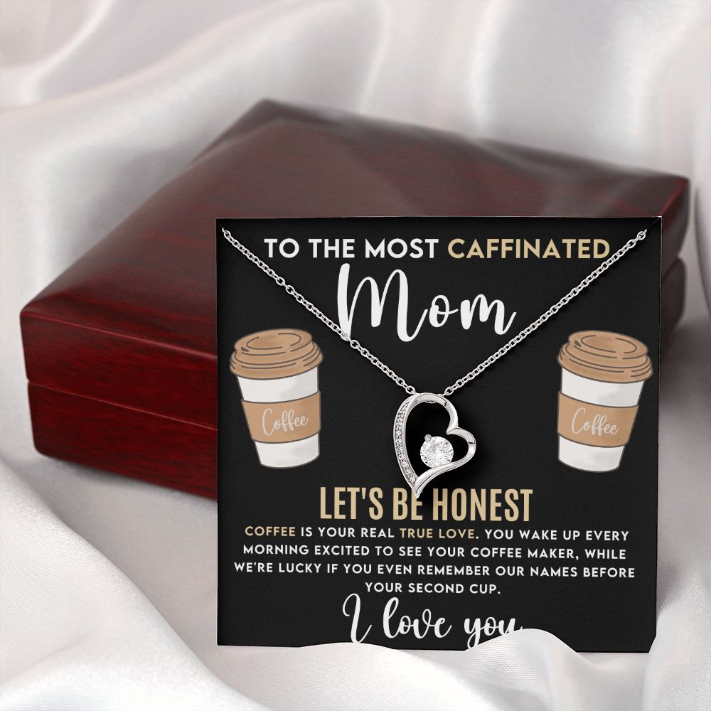 Caffeinated Mom -Forever Love Heart Necklace-[Heartfelt Family Gift]