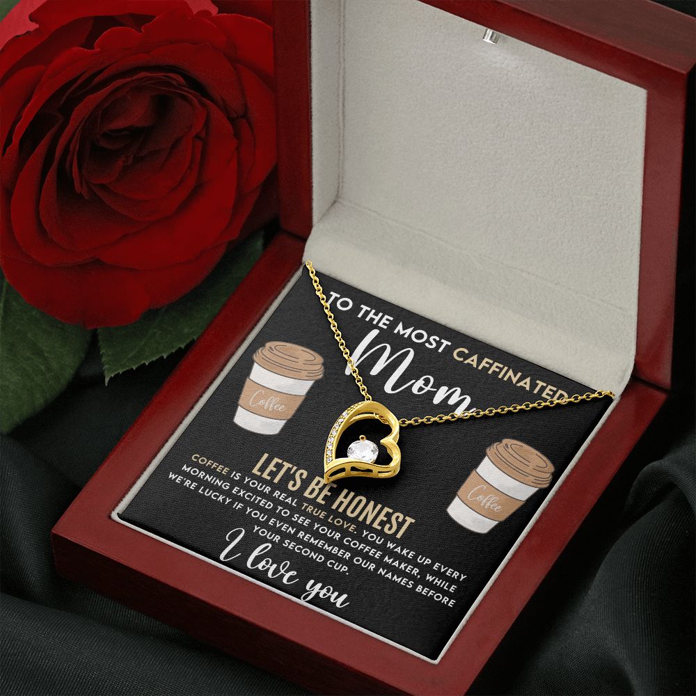 Caffeinated Mom -Forever Love Heart Necklace-[Heartfelt Family Gift]
