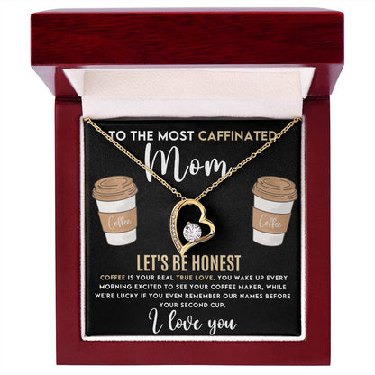 Caffeinated Mom -Forever Love Heart Necklace-[Heartfelt Family Gift]