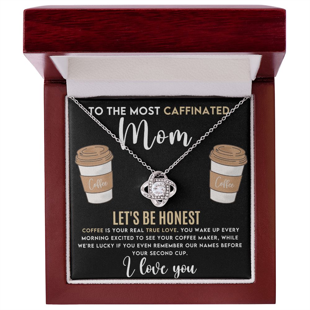 Caffeinated Mom Love  Knot Necklace-[Heartfelt Family Gift]
