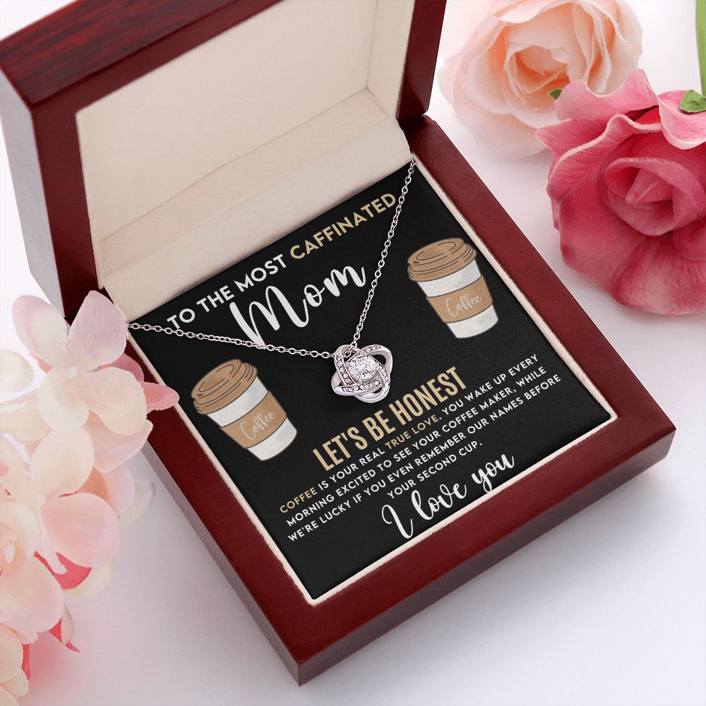 Caffeinated Mom Love  Knot Necklace-[Heartfelt Family Gift]