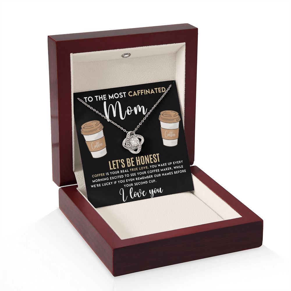 Caffeinated Mom Love  Knot Necklace-[Heartfelt Family Gift]